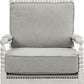35" Gray Linen And Light Oak Solid Color Club Chair By Homeroots