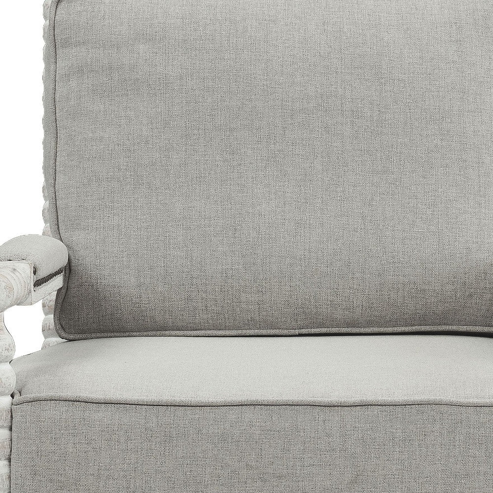 35" Gray Linen And Light Oak Solid Color Club Chair By Homeroots | Armchairs | Modishstore - 5