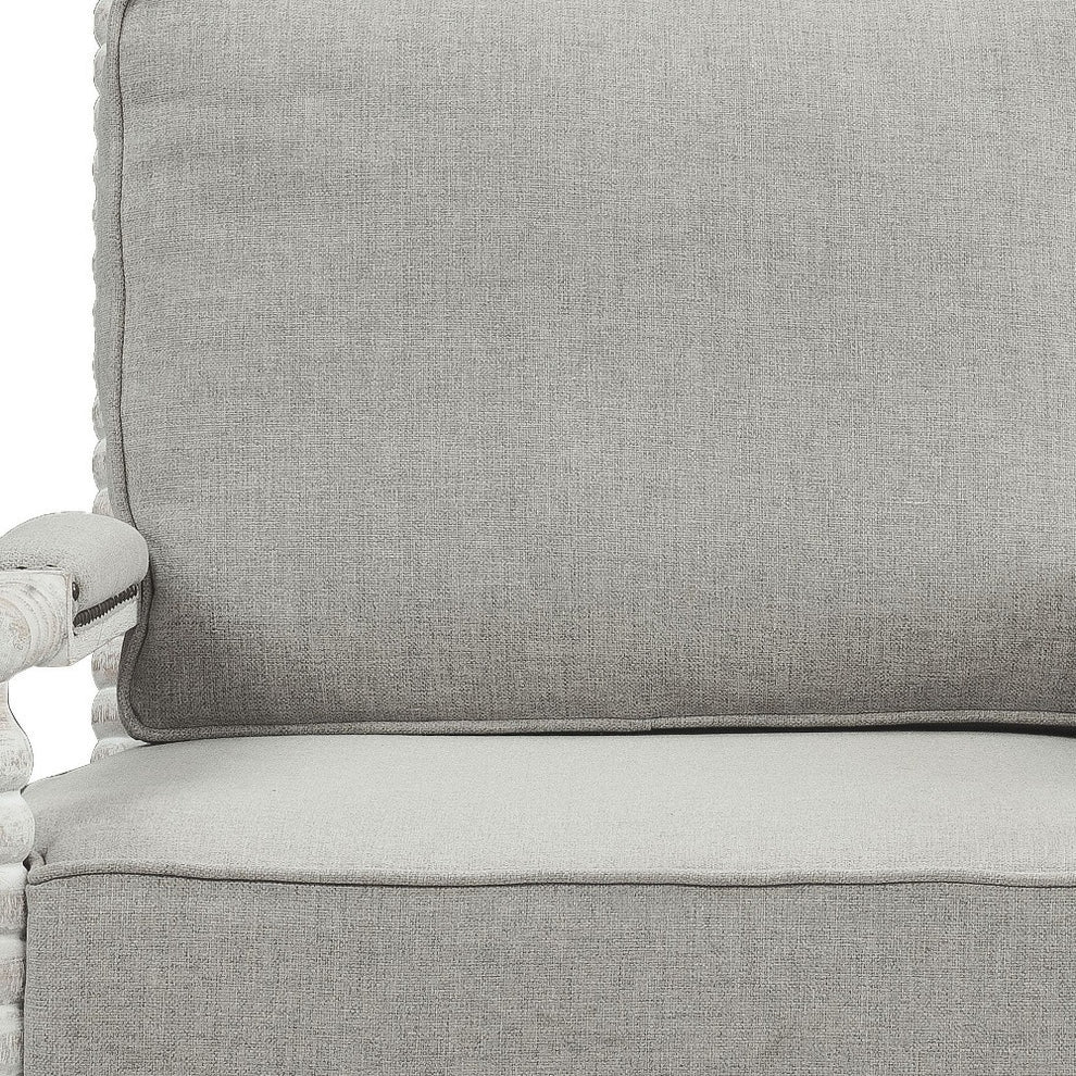 35" Gray Linen And Light Oak Solid Color Club Chair By Homeroots | Armchairs | Modishstore - 5