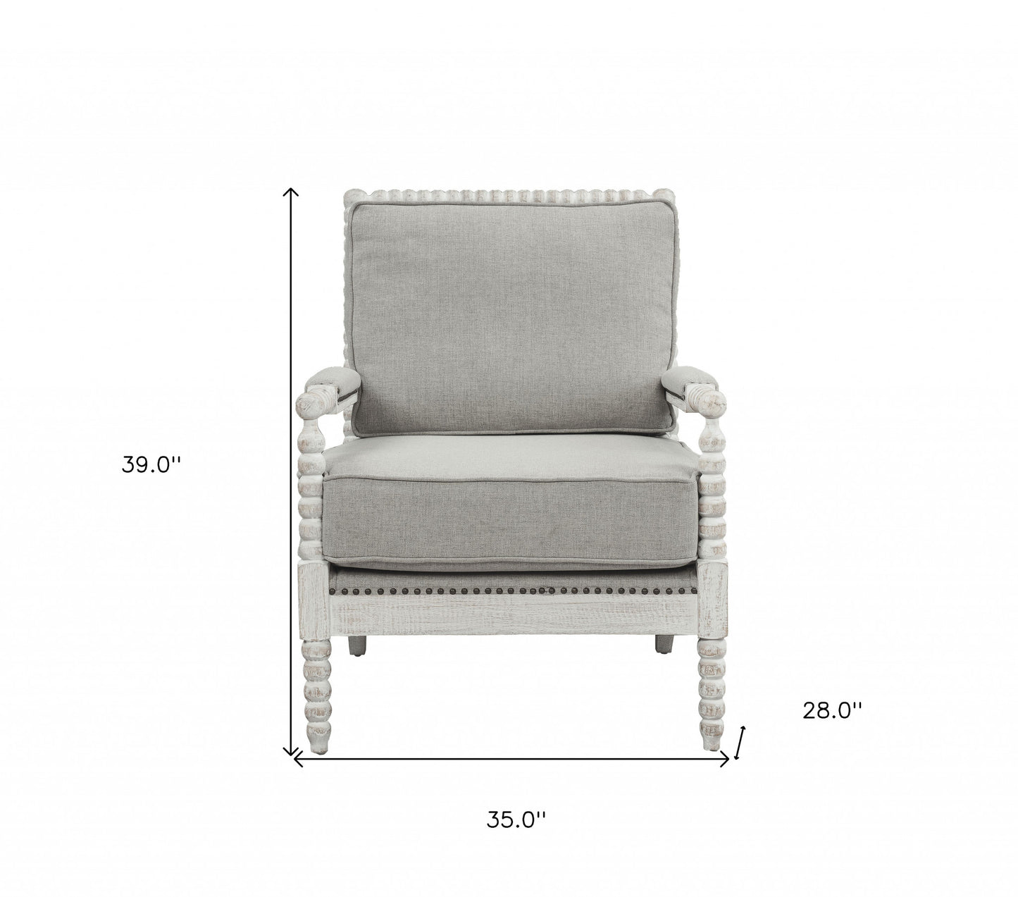 35" Gray Linen And Light Oak Solid Color Club Chair By Homeroots | Armchairs | Modishstore - 6