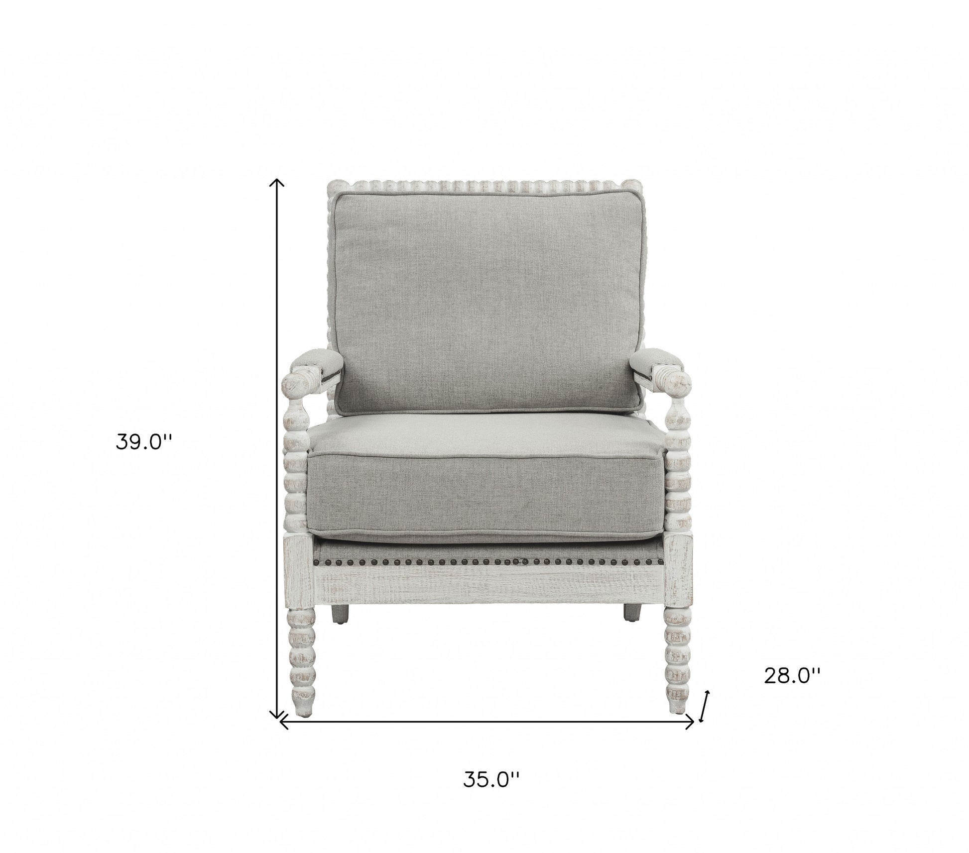 35" Gray Linen And Light Oak Solid Color Club Chair By Homeroots | Armchairs | Modishstore - 6