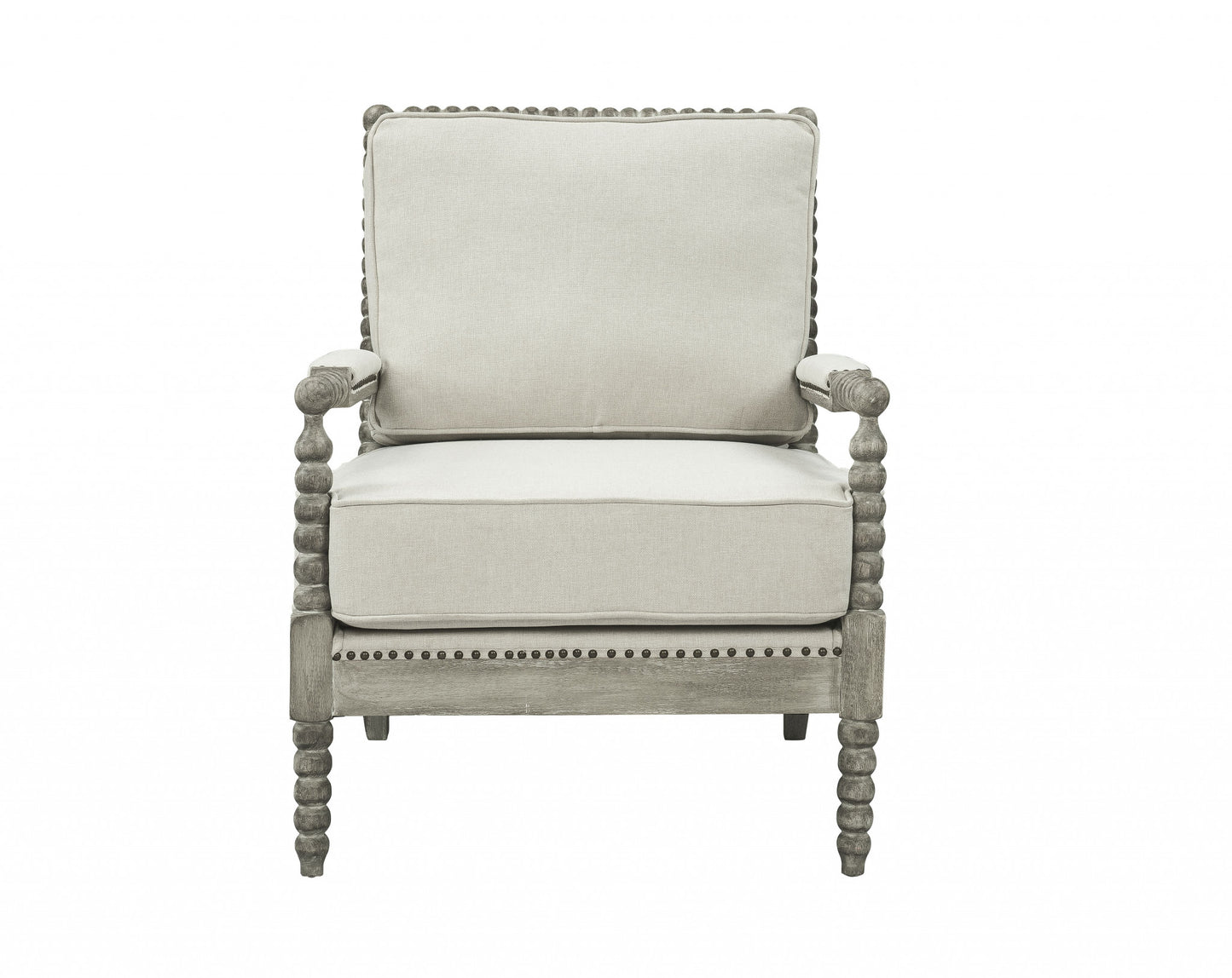 35" Beige Linen And Gray Oak Solid Color Club Chair By Homeroots | Armchairs | Modishstore