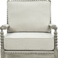 35" Beige Linen And Gray Oak Solid Color Club Chair By Homeroots