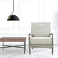 35" Beige Linen And Gray Oak Solid Color Club Chair By Homeroots | Armchairs | Modishstore - 3
