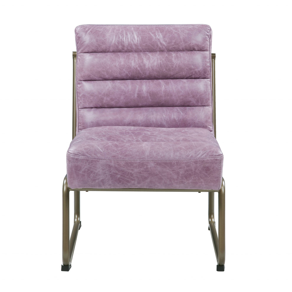 22" Top Grain Leather And Steel Ikat Side Chair By Homeroots | Armchairs | Modishstore - 2