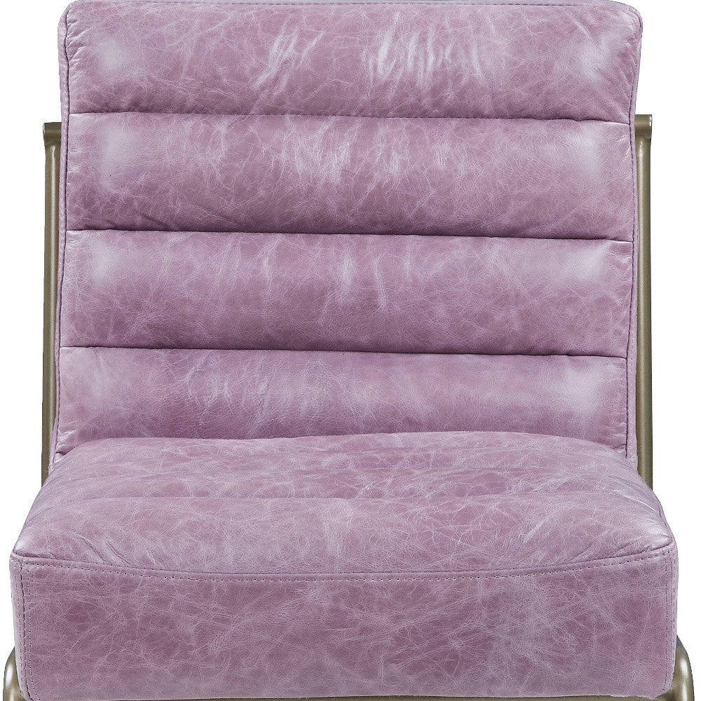 22" Top Grain Leather And Steel Ikat Side Chair By Homeroots | Armchairs | Modishstore - 4