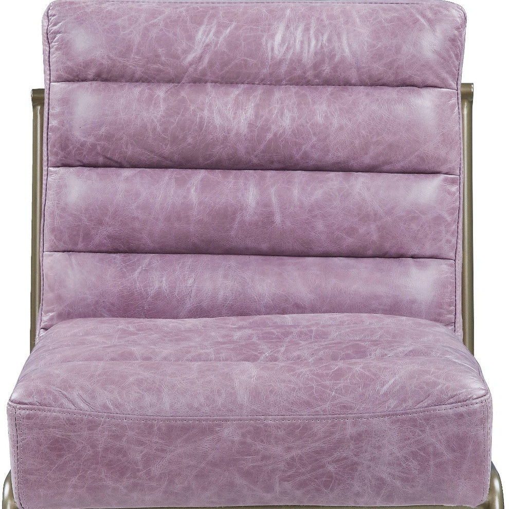 22" Top Grain Leather And Steel Ikat Side Chair By Homeroots | Armchairs | Modishstore - 4