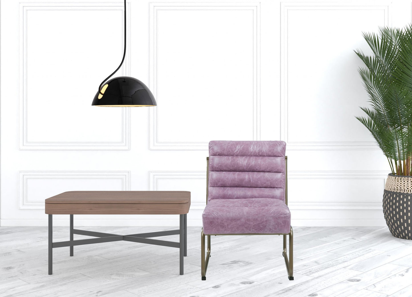 22" Top Grain Leather And Steel Ikat Side Chair By Homeroots | Armchairs | Modishstore - 3