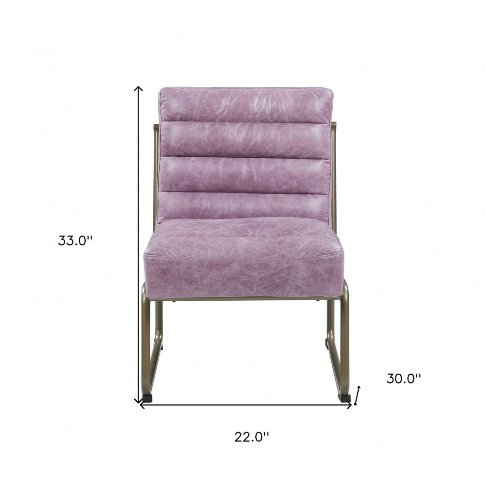 22" Top Grain Leather And Steel Ikat Side Chair By Homeroots | Armchairs | Modishstore - 6