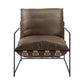27" Brown Top Grain Leather And Steel Solid Color Lounge Chair By Homeroots | Armchairs | Modishstore