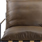 27" Brown Top Grain Leather And Steel Solid Color Lounge Chair By Homeroots | Armchairs | Modishstore - 5