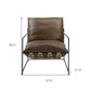 27" Brown Top Grain Leather And Steel Solid Color Lounge Chair By Homeroots