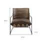 27" Brown Top Grain Leather And Steel Solid Color Lounge Chair By Homeroots | Armchairs | Modishstore - 6