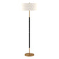 61" Black and Brass Two Light Floor Lamp With White Drum Shade By Homeroots | Floor Lamps | Modishstore
