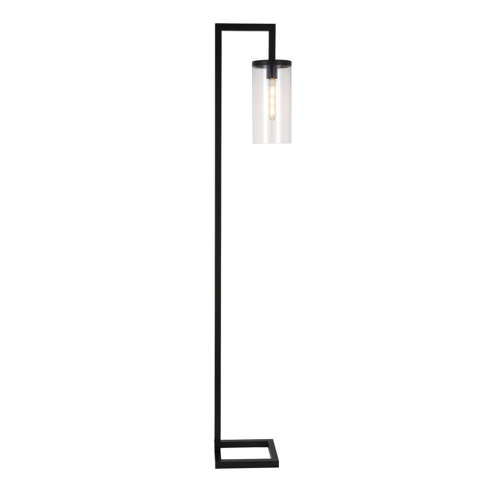 67" Blackened Bronze Modern Floor Lamp With Seeded Glass Drum Shade By Homeroots | Floor Lamps | Modishstore - 2