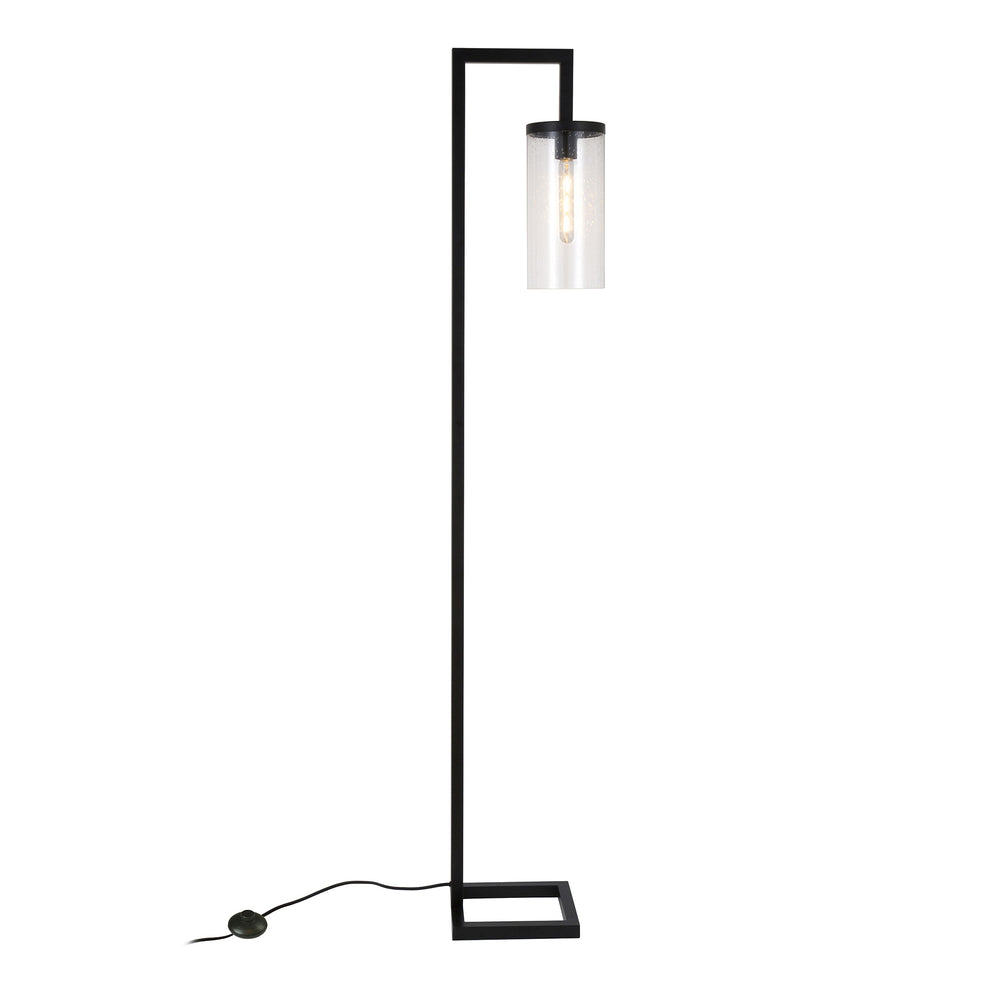 67" Blackened Bronze Modern Floor Lamp With Seeded Glass Drum Shade By Homeroots | Floor Lamps | Modishstore - 3