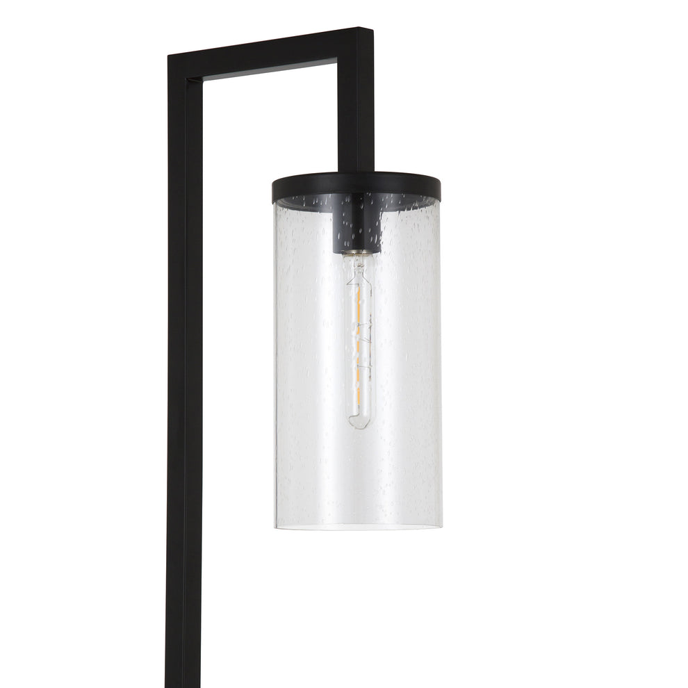67" Blackened Bronze Modern Floor Lamp With Seeded Glass Drum Shade By Homeroots | Floor Lamps | Modishstore - 8