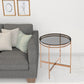 22" Rosegold And Smoke Glass Geo Round End Table By Homeroots | End Tables | Modishstore - 4