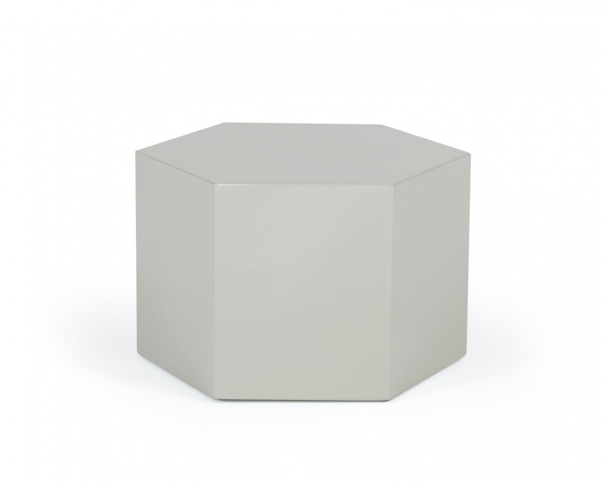 9" Light Gray Hexagon End Table By Homeroots | End Tables | Modishstore - 2