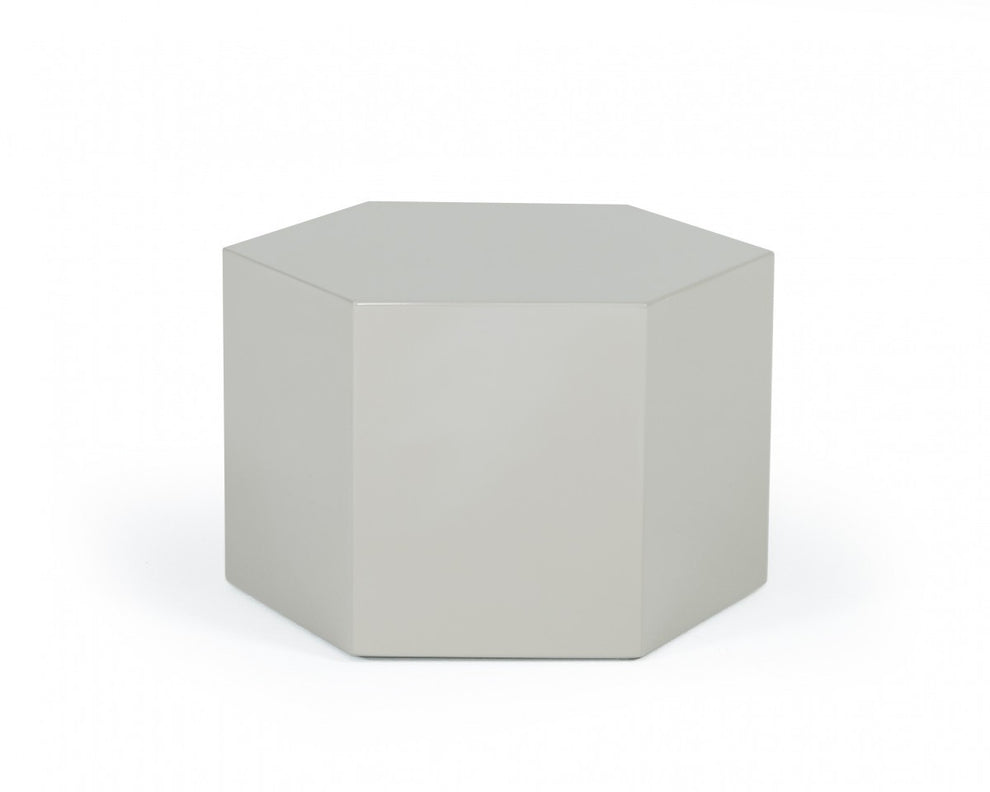 9" Light Gray Hexagon End Table By Homeroots | End Tables | Modishstore - 2
