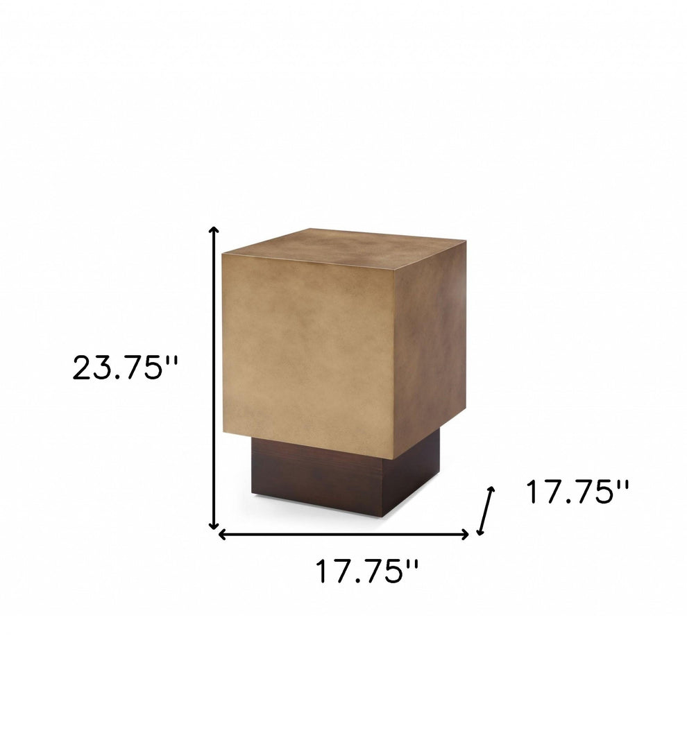 24" Antiqued Copper And Light Brown Metal Square End Table By Homeroots | End Tables | Modishstore - 5