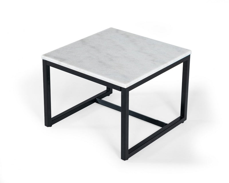 15" Black And White Stone And Metal Square End Table By Homeroots | End Tables | Modishstore