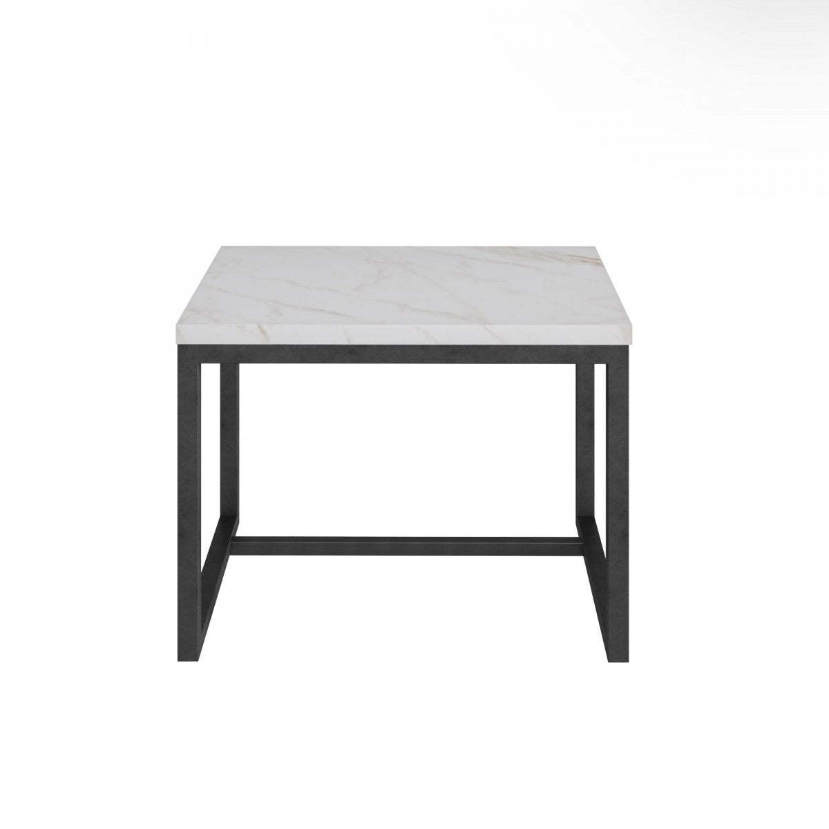 15" Black And White Stone And Metal Square End Table By Homeroots | End Tables | Modishstore - 2