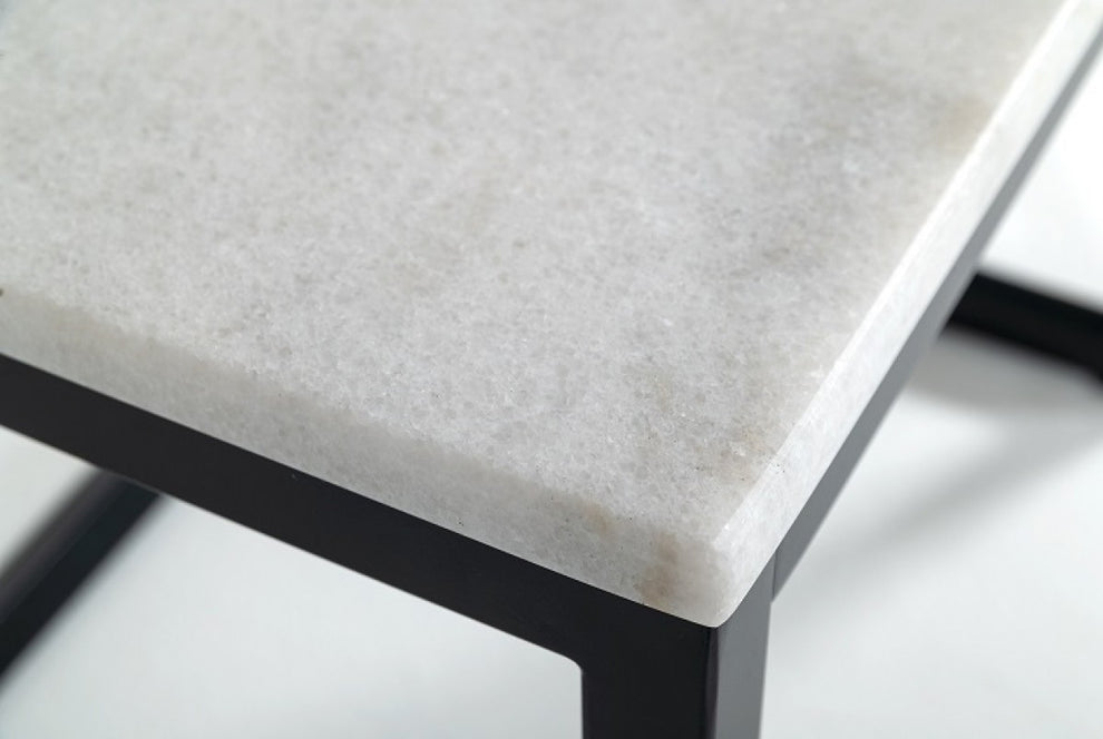 15" Black And White Stone And Metal Square End Table By Homeroots | End Tables | Modishstore - 4