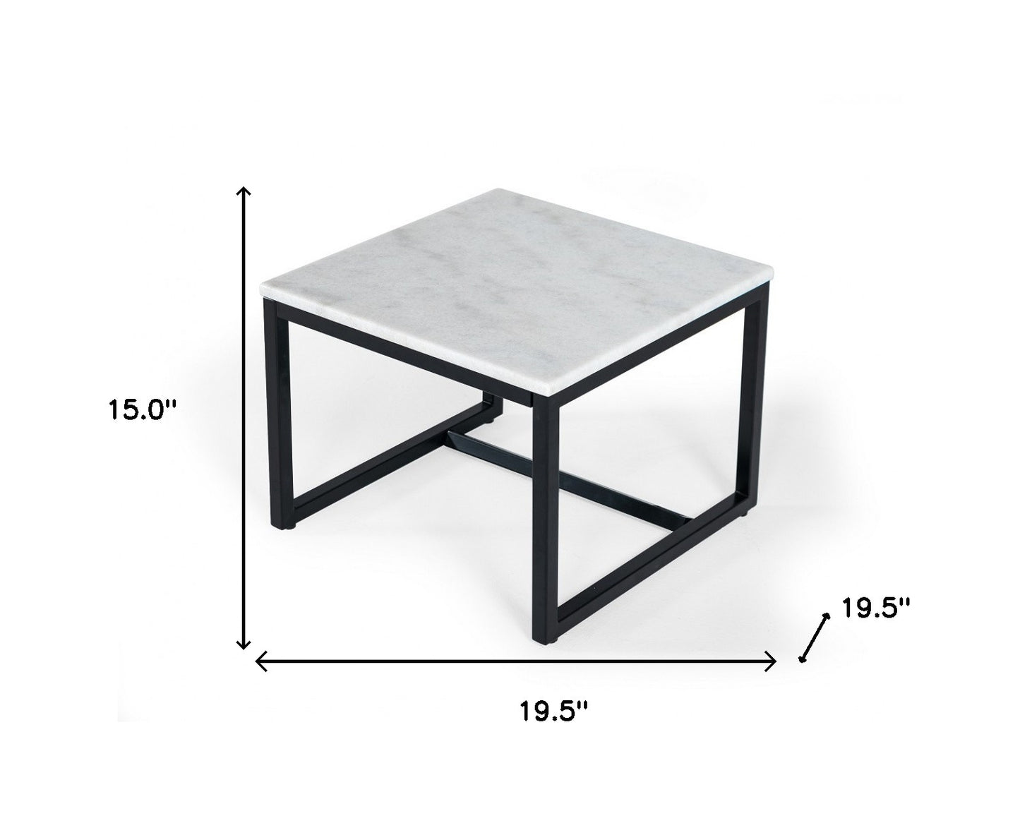15" Black And White Stone And Metal Square End Table By Homeroots | End Tables | Modishstore - 5