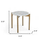 22" Gold And White Marble Round End Table By Homeroots | End Tables | Modishstore - 5