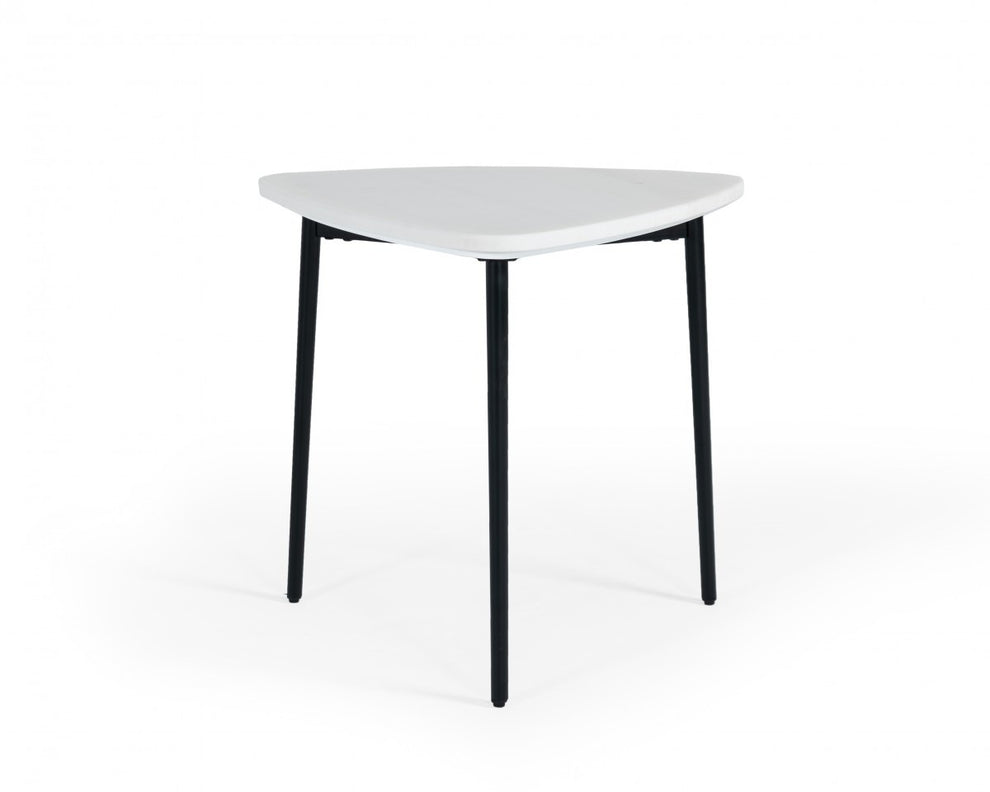 22" Black And White Marble Triangle End Table By Homeroots | End Tables | Modishstore - 2