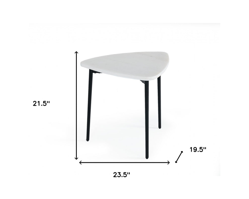 22" Black And White Marble Triangle End Table By Homeroots | End Tables | Modishstore - 5