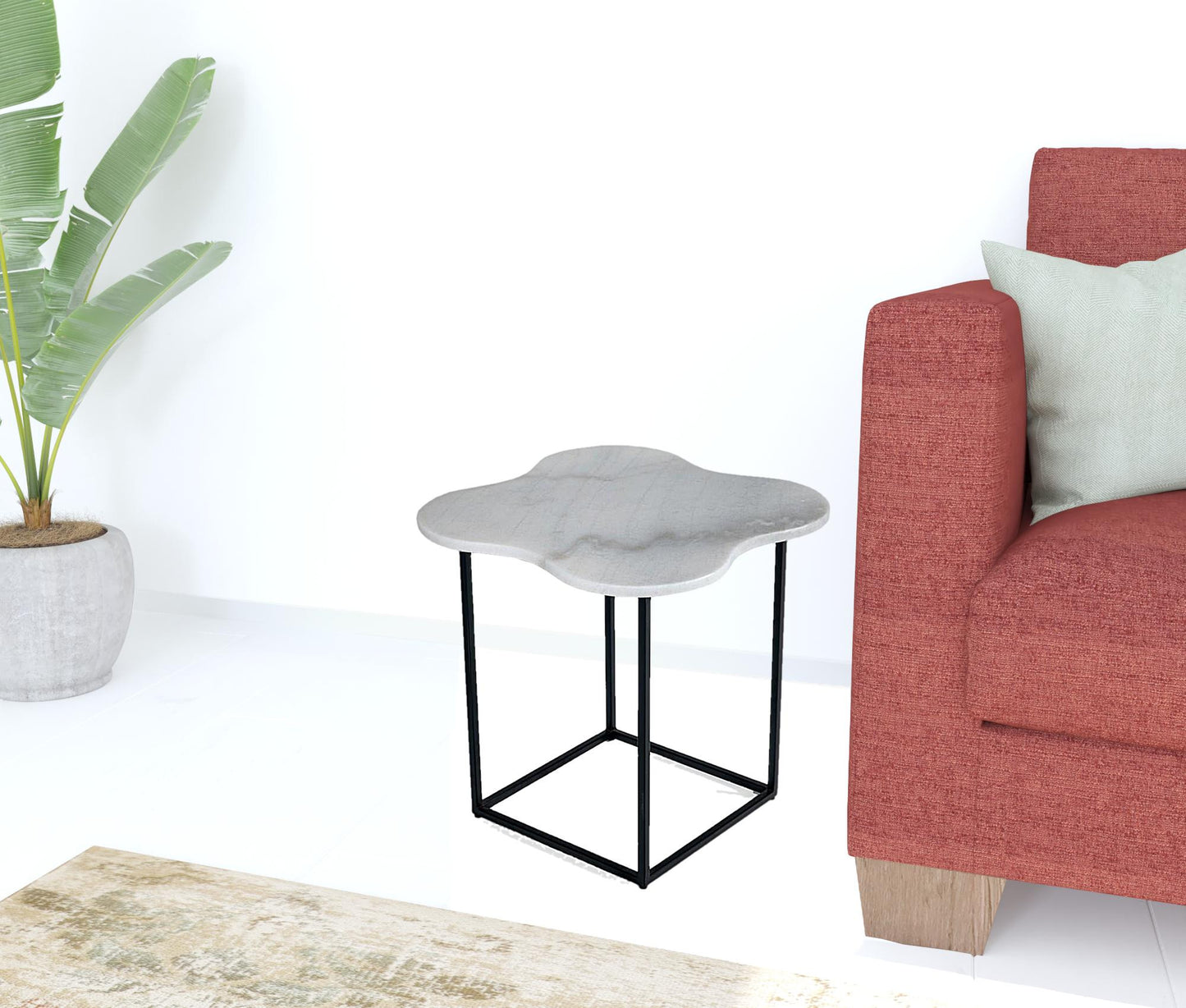 15" Black And White Marble Free Form End Table By Homeroots | End Tables | Modishstore - 3