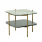 20" Gold And Clear Glass And Metal Square End Table With Shelf By Homeroots | End Tables | Modishstore