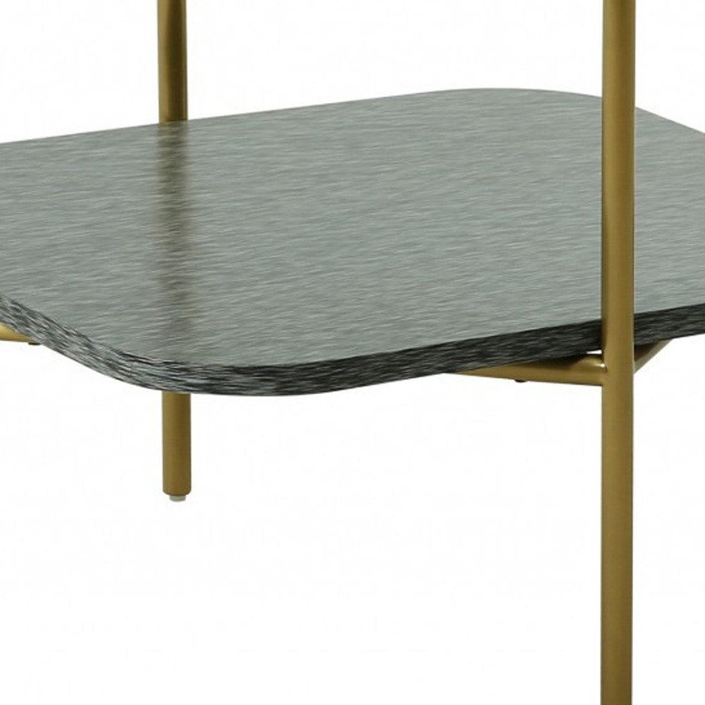 20" Gold And Clear Glass And Metal Square End Table With Shelf By Homeroots | End Tables | Modishstore - 3