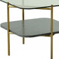 20" Gold And Clear Glass And Metal Square End Table With Shelf By Homeroots | End Tables | Modishstore - 4