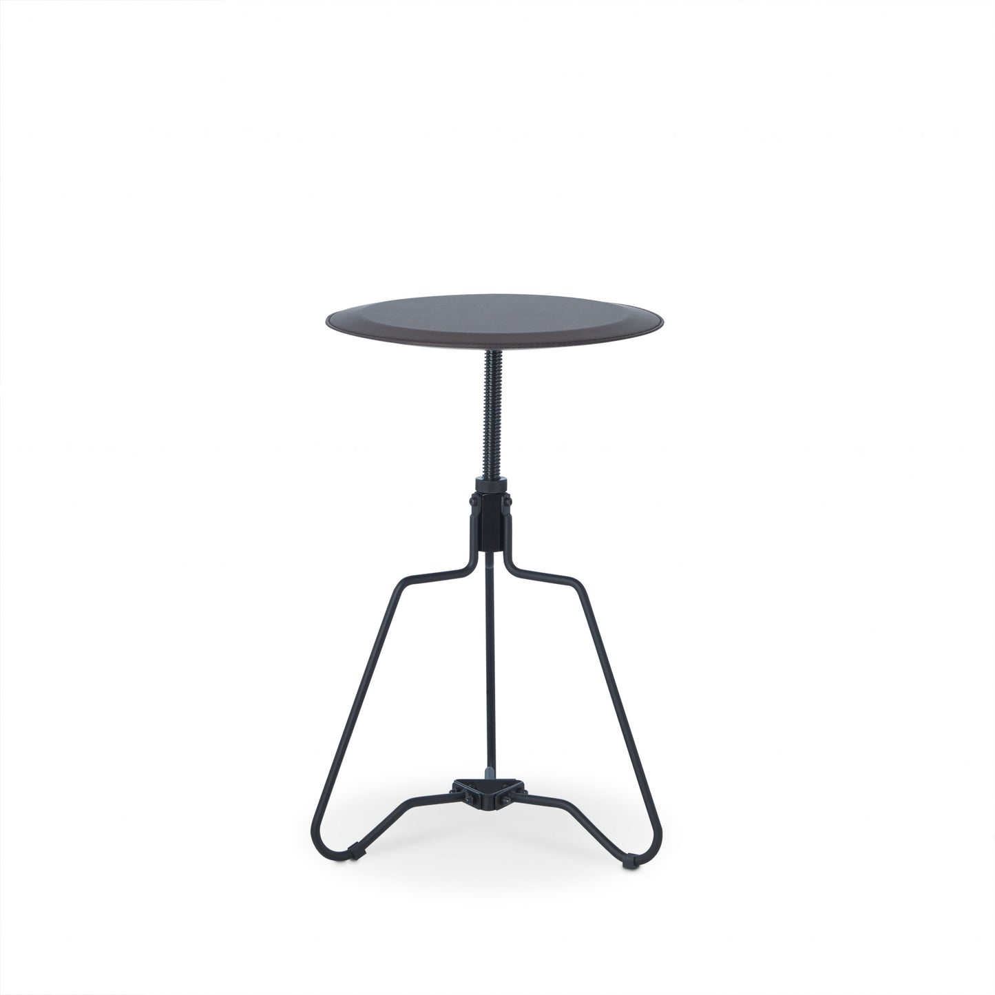 25" Sandy Black And Espresso Veneer And Metal Round End Table By Homeroots | End Tables | Modishstore