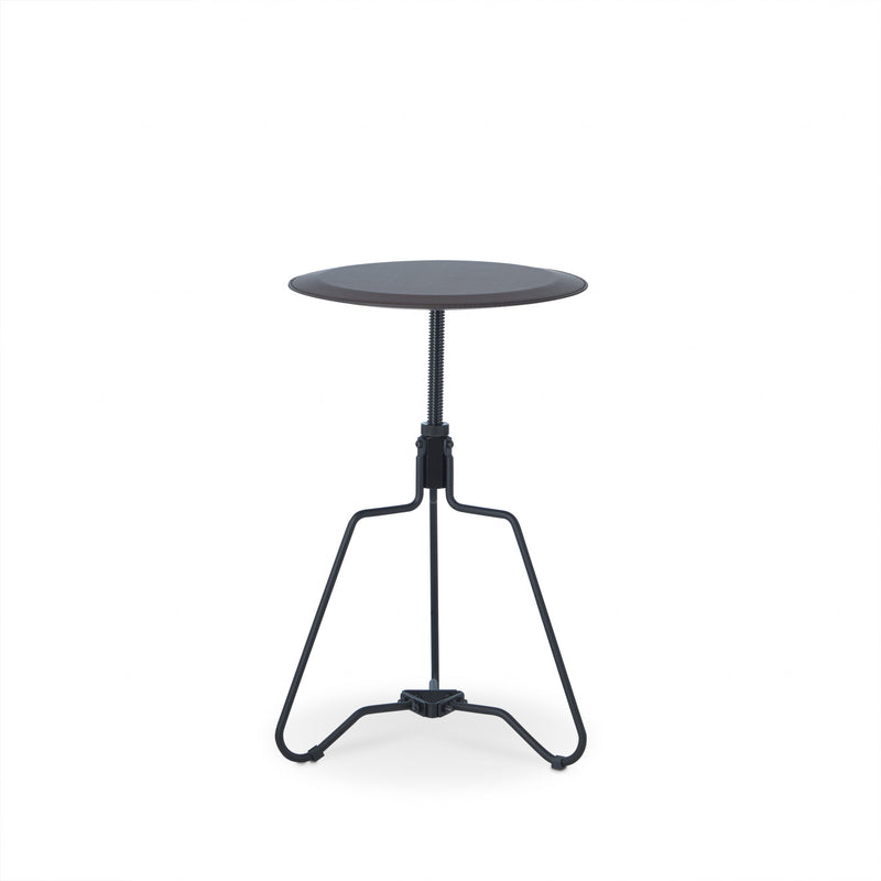 25" Sandy Black And Espresso Veneer And Metal Round End Table By Homeroots | End Tables | Modishstore