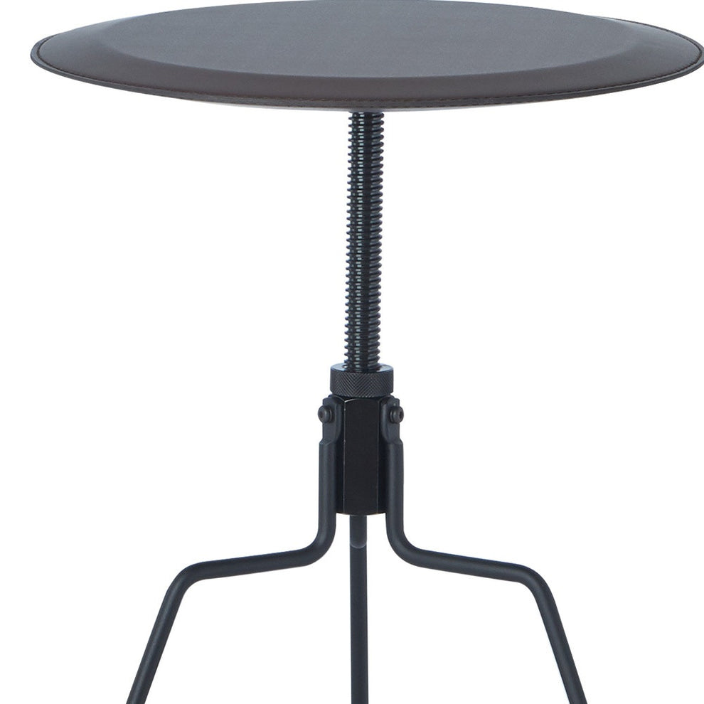 25" Sandy Black And Espresso Veneer And Metal Round End Table By Homeroots | End Tables | Modishstore - 5