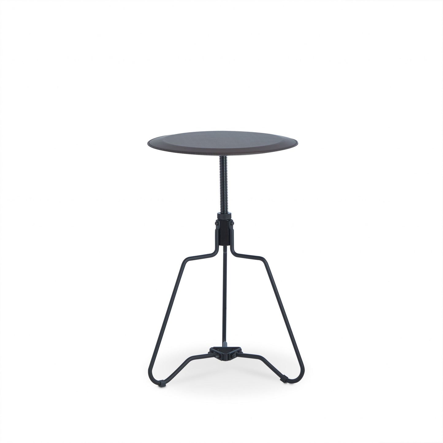 25" Sandy Black And Espresso Veneer And Metal Round End Table By Homeroots | End Tables | Modishstore - 2