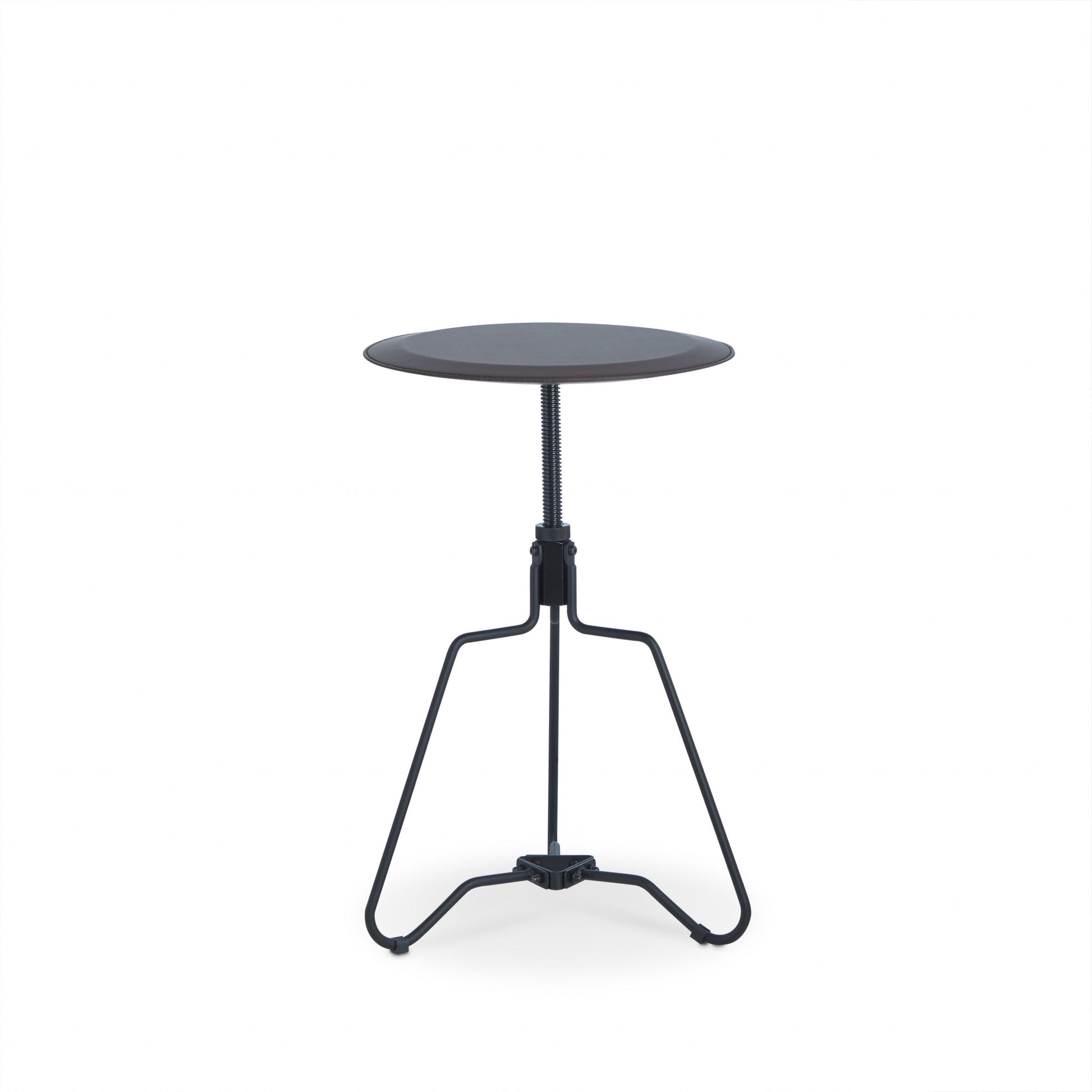 25" Sandy Black And Espresso Veneer And Metal Round End Table By Homeroots | End Tables | Modishstore - 2