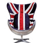 33" Red White and Blue Velvet And Silver Great Britain Flag Swivel Lounge Chair By Homeroots
