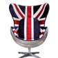 33" Red White and Blue Velvet And Silver Great Britain Flag Swivel Lounge Chair By Homeroots | Armchairs | Modishstore