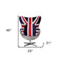 33" Red White and Blue Velvet And Silver Great Britain Flag Swivel Lounge Chair By Homeroots | Armchairs | Modishstore - 5