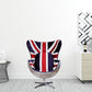 33" Red White and Blue Velvet And Silver Great Britain Flag Swivel Lounge Chair By Homeroots