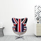 33" Red White and Blue Velvet And Silver Great Britain Flag Swivel Lounge Chair By Homeroots | Armchairs | Modishstore - 2