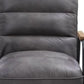26" Gray Top Grain Leather And Steel Solid Color Arm Chair By Homeroots