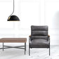26" Gray Top Grain Leather And Steel Solid Color Arm Chair By Homeroots