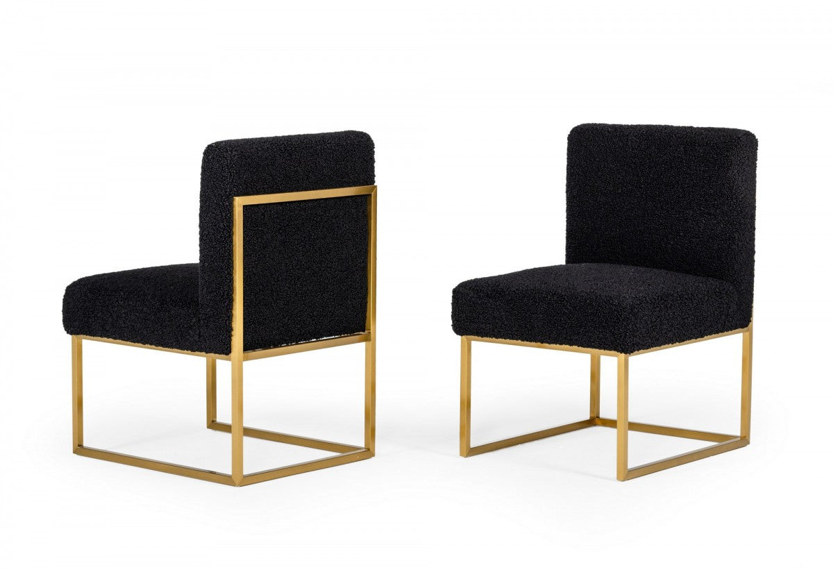Set Of Two 23" Black And Gold Solid Color Parsons Chair By Homeroots | Armchairs | Modishstore - 6