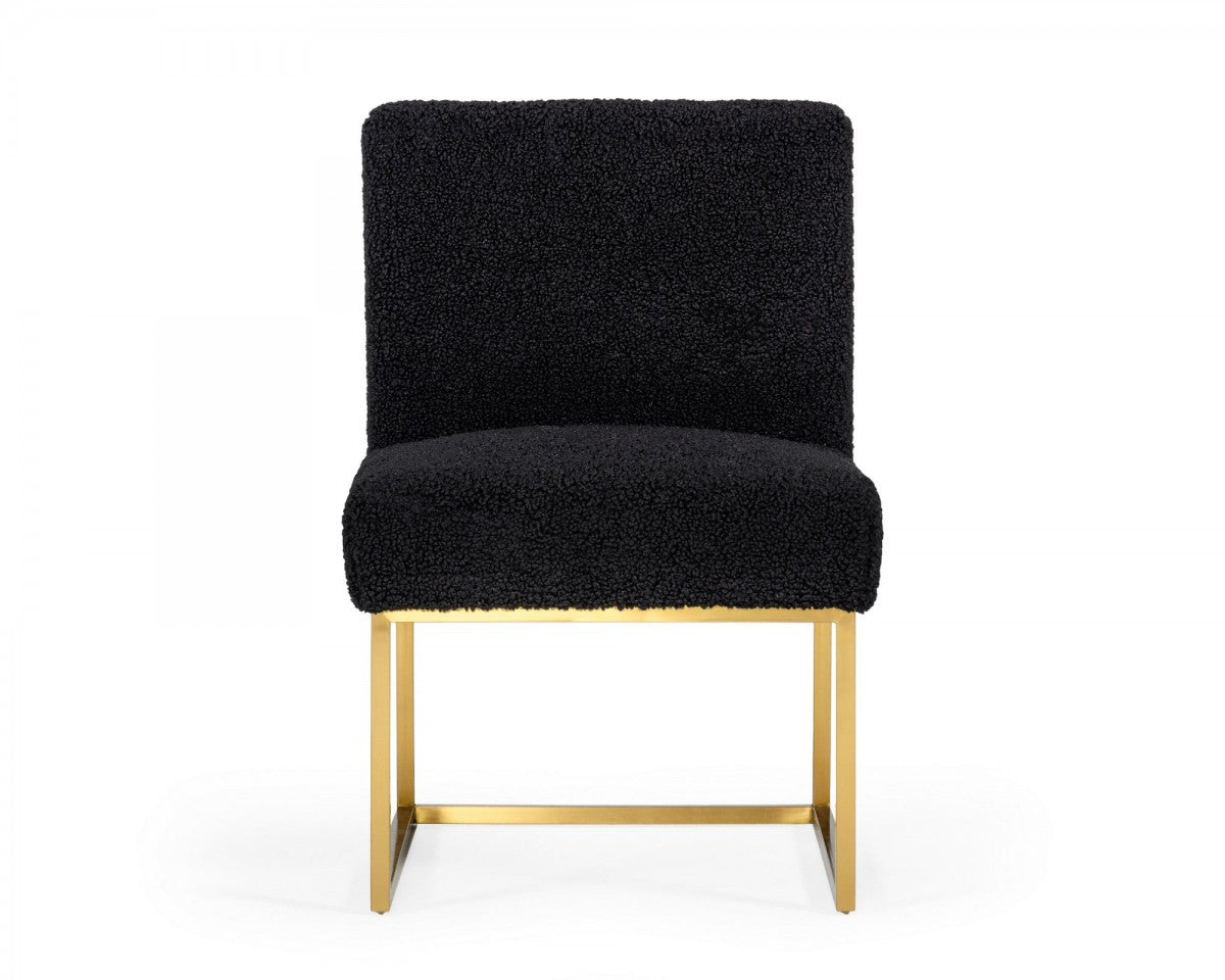 Set Of Two 23" Black And Gold Solid Color Parsons Chair By Homeroots | Armchairs | Modishstore - 2